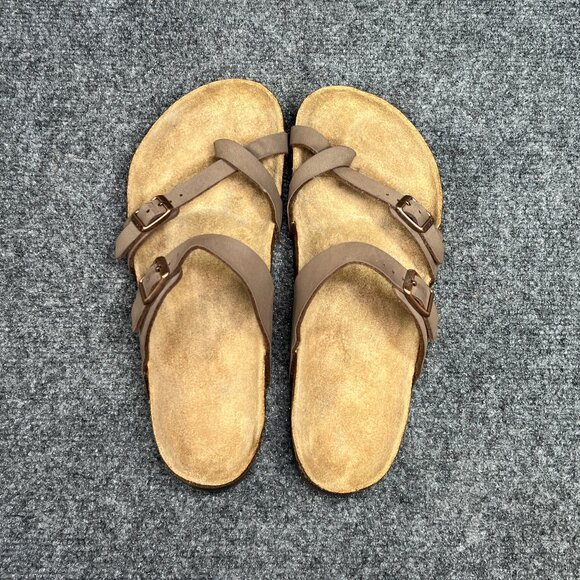 Birkenstock Mayari Sandals Womens Size 9 Brown Briko-Flor Buckle Strap Flip Flop - Picture 8 of 12